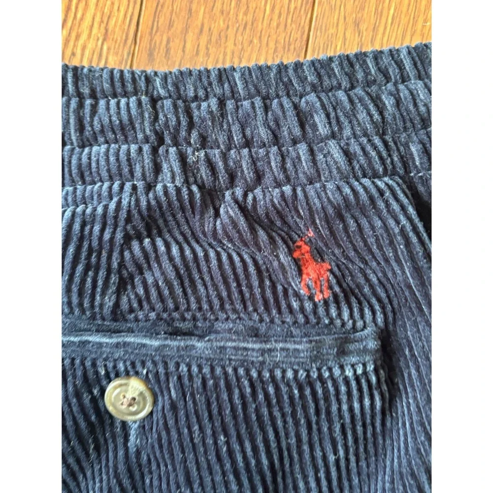 Polo Ralph Lauren Corduroy Pants Mens Medium Navy Blue Classic Fit Elastic Waist